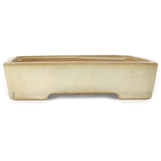 Maceta rectangular color beige para bonsái de Yamafusa - 410 x 305 x 70 mm