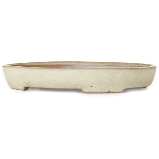 Pot à bonsaï ovale beige de Yamafusa - 350 x 275 x 50 mm