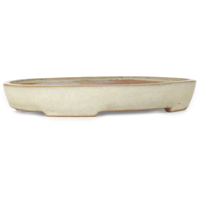 Maceta ovalada color beige para bonsái de Yamafusa - 350 x 275 x 50 mm