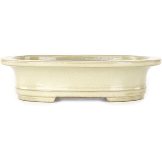  Yamafusa - Takehiko Koie 248 mm  beige bonsai pot by Yamafusa, Tokoname, Japan