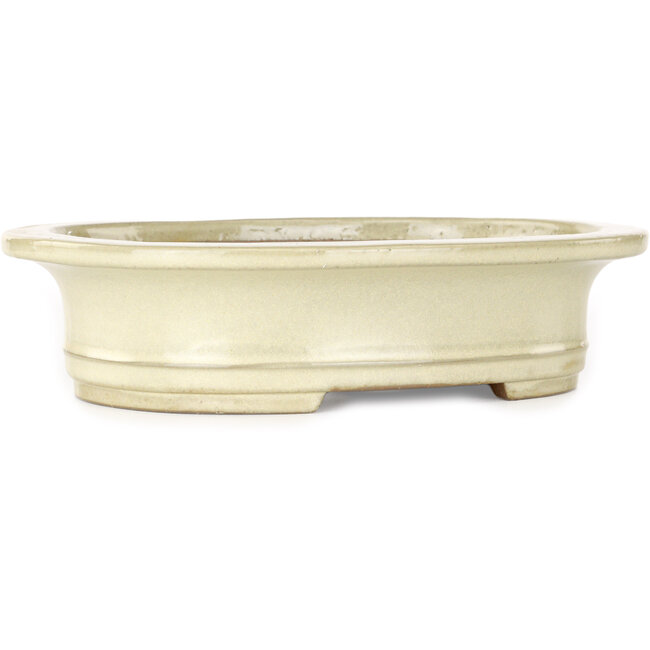Ovale beige bonsaipot van Yamafusa - 248 x 200 x 65 mm