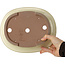 Pot à bonsaï ovale beige de Yamafusa - 248 x 200 x 65 mm
