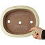 Pot à bonsaï ovale beige de Yamafusa - 248 x 200 x 65 mm