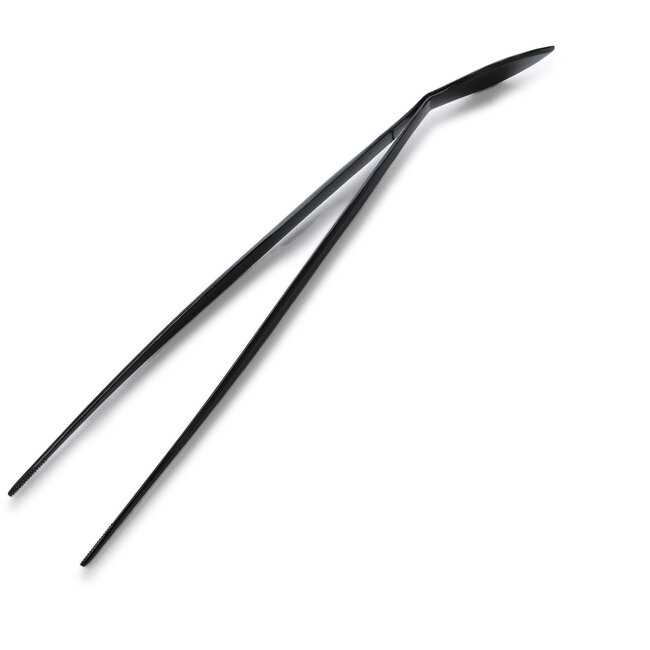 Japanse roestvrijstalen pincet/spatel zwart recht 225mm