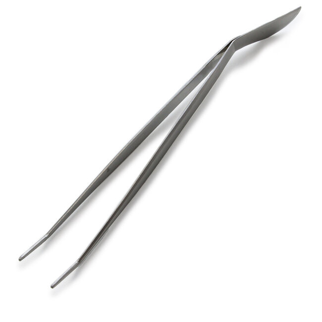 Pince à épiler/spatule japonaise en acier inoxydable, pointe incurvée, 220 mm