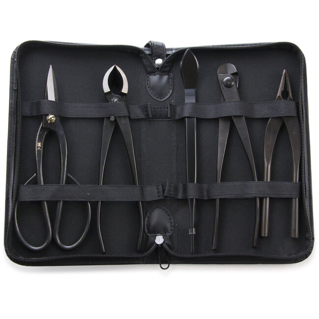Set di utensili in acciaio al carbonio giapponese con custodia con cerniera da 5 pezzi