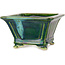 Quadratischer grüner Bonsaitopf von Terahata Satomi Mazan – 133 x 133 x 80 mm