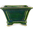 Pot à bonsaï carré vert par Terahata Satomi Mazan - 133 x 133 x 80 mm
