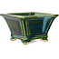 Vaso bonsai quadrato verde di Terahata Satomi Mazan - 133 x 133 x 80 mm