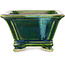 Vierkante groene bonsaipot van Terahata Satomi Mazan - 133 x 133 x 80 mm