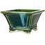 Quadratischer grüner Bonsaitopf von Terahata Satomi Mazan – 133 x 133 x 80 mm