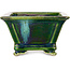 Vierkante groene bonsaipot van Terahata Satomi Mazan - 133 x 133 x 80 mm