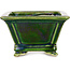 Pot à bonsaï carré vert par Terahata Satomi Mazan - 133 x 133 x 80 mm