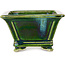 Maceta cuadrada para bonsái verde de Terahata Satomi Mazan - 133 x 133 x 80 mm