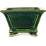 Vierkante groene bonsaipot van Terahata Satomi Mazan - 133 x 133 x 80 mm
