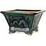 Vierkante veelkleurige bonsaipot van Terahata Satomi Mazan - 133 x 133 x 80 mm