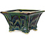 Pot à bonsaï carré multicolore par Terahata Satomi Mazan - 133 x 133 x 80 mm