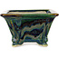 Maceta cuadrada para bonsái multicolor de Terahata Satomi Mazan - 133 x 133 x 80 mm