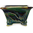 Square multicolor bonsai pot by Terahata Satomi Mazan - 133 x 133 x 80 mm