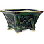 Square multicolor bonsai pot by Terahata Satomi Mazan - 133 x 133 x 80 mm