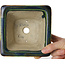 Square multicolor bonsai pot by Terahata Satomi Mazan - 133 x 133 x 80 mm