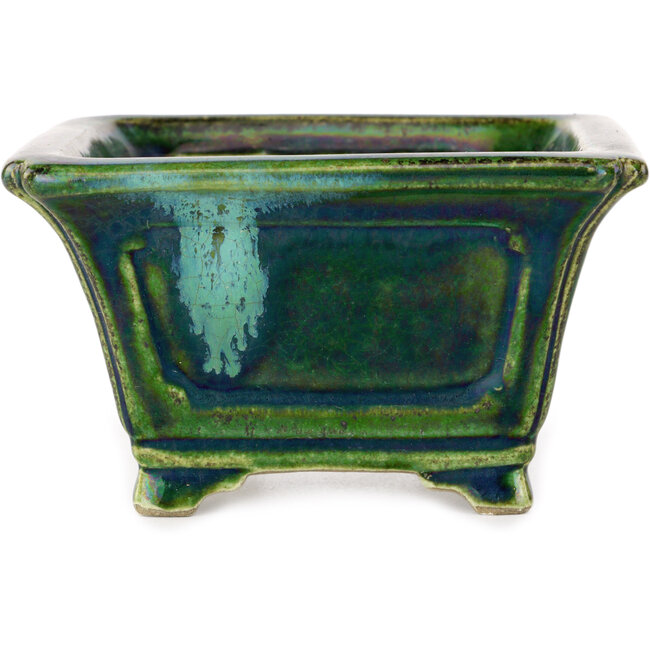 Vaso bonsai quadrato verde di Terahata Satomi Mazan - 126 x 126 x 72 mm