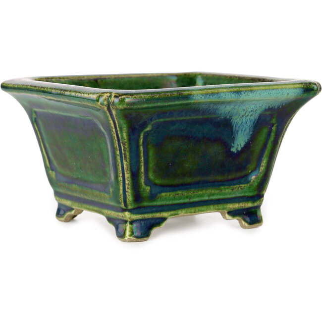 Maceta cuadrada para bonsái verde de Terahata Satomi Mazan - 126 x 126 x 72 mm