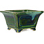 Vaso bonsai quadrato verde di Terahata Satomi Mazan - 126 x 126 x 72 mm