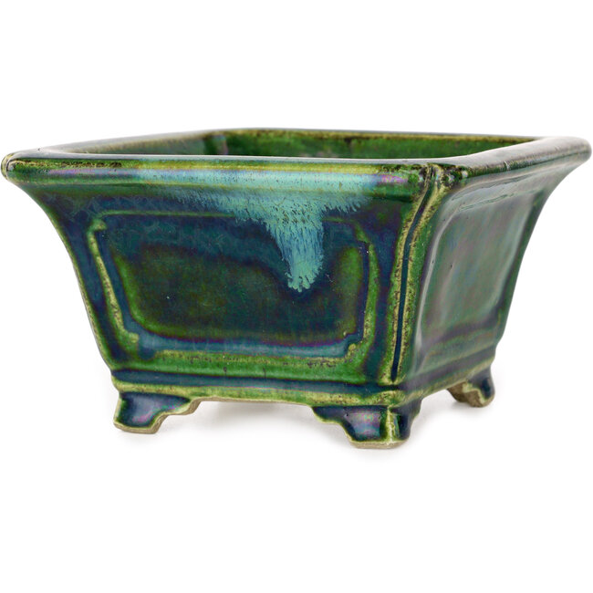 Maceta cuadrada para bonsái verde de Terahata Satomi Mazan - 126 x 126 x 72 mm