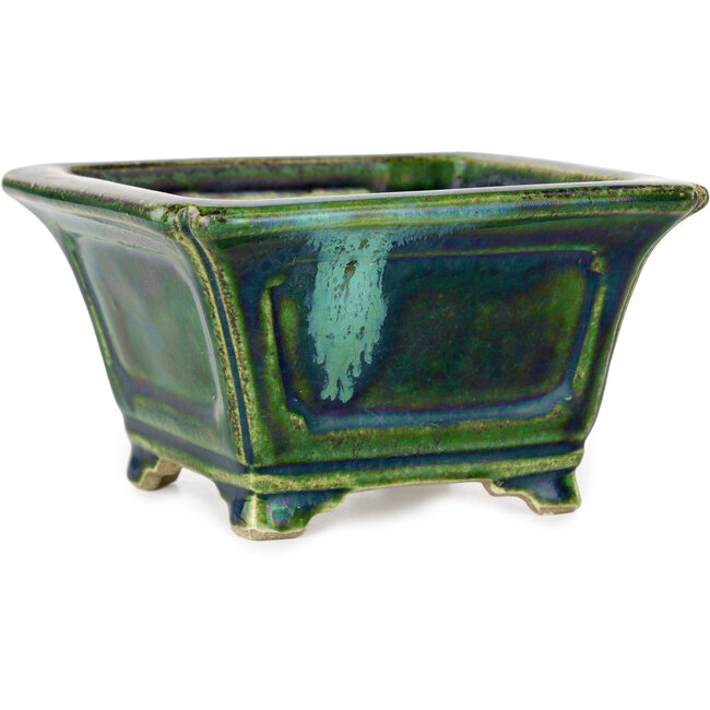 Maceta cuadrada para bonsái verde de Terahata Satomi Mazan - 126 x 126 x 72 mm