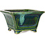 Vaso bonsai quadrato verde di Terahata Satomi Mazan - 126 x 126 x 72 mm