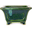 Vierkante groene bonsaipot van Terahata Satomi Mazan - 126 x 126 x 72 mm