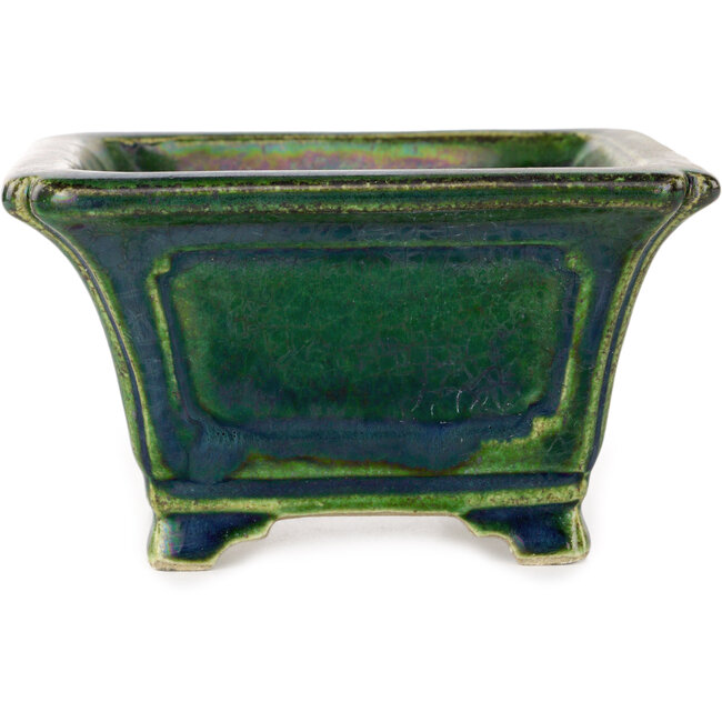Pot à bonsaï carré vert par Terahata Satomi Mazan - 126 x 126 x 72 mm