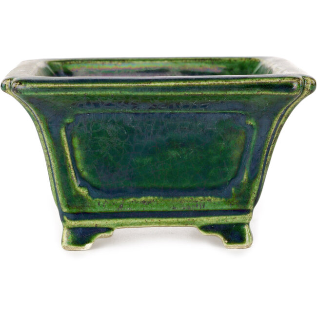 Maceta cuadrada para bonsái verde de Terahata Satomi Mazan - 126 x 126 x 72 mm