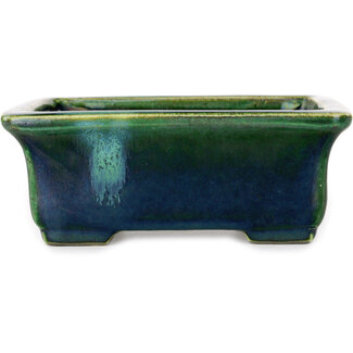  Satomi Mazan, Mazan Terahata Maceta rectangular para bonsái verde de 165 mm de Terahata Satomi Mazan, Tokoname, Japón