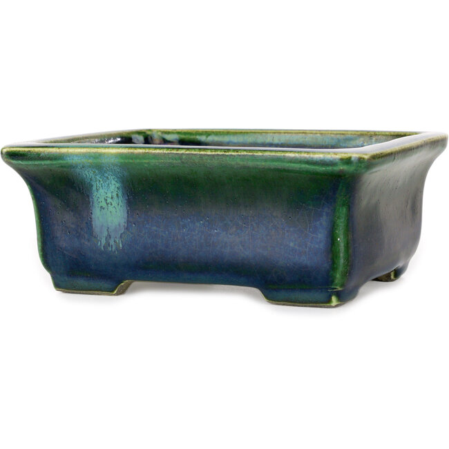 Rechthoekige groene bonsaipot van Terahata Satomi Mazan - 165 x 135 x 65 mm
