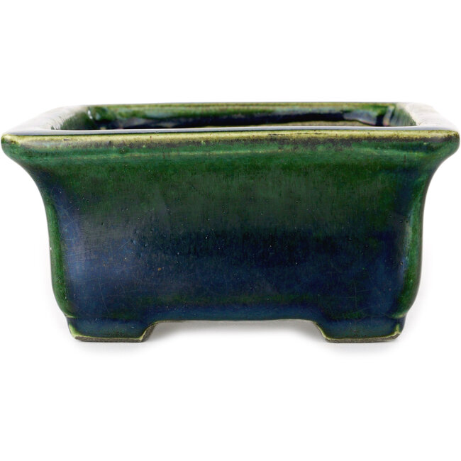 Rechthoekige groene bonsaipot van Terahata Satomi Mazan - 165 x 135 x 65 mm