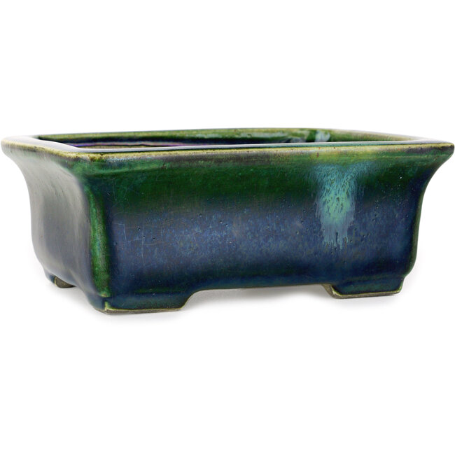 Rechthoekige groene bonsaipot van Terahata Satomi Mazan - 165 x 135 x 65 mm