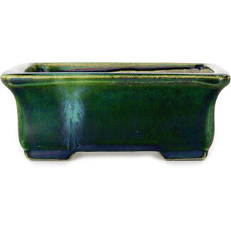  Satomi Mazan, Mazan Terahata Maceta rectangular para bonsái verde de 165 mm de Terahata Satomi Mazan, Tokoname, Japón