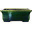 Rectangular green bonsai pot by Terahata Satomi Mazan - 165 x 135 x 65 mm
