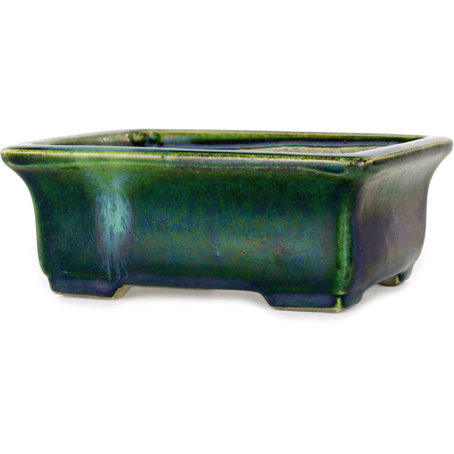 Rechteckiger grüner Bonsaitopf von Terahata Satomi Mazan – 165 x 135 x 65 mm
