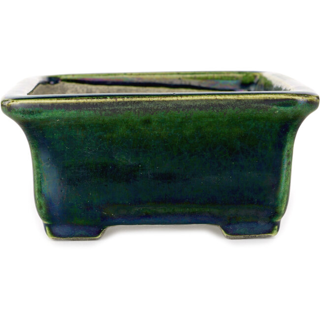 Rechthoekige groene bonsaipot van Terahata Satomi Mazan - 165 x 135 x 65 mm