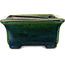 Pot à bonsaï rectangulaire vert par Terahata Satomi Mazan - 165 x 135 x 65 mm