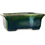 Rectangular green bonsai pot by Terahata Satomi Mazan - 165 x 135 x 65 mm