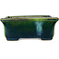 Pot à bonsaï rectangulaire vert par Terahata Satomi Mazan - 165 x 135 x 65 mm
