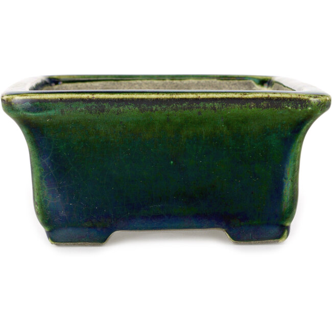 Vaso bonsai rettangolare verde di Terahata Satomi Mazan - 165 x 135 x 65 mm