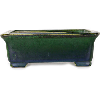  Satomi Mazan, Mazan Terahata Maceta rectangular verde para bonsái de 198 mm de Mazan, Tokoname, Japón