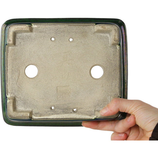 Rechthoekige groene bonsaipot van Mazan - 198 x 170 x 67 mm