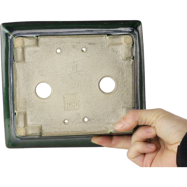 Rechthoekige groene bonsaipot van Mazan - 183 x 162 x 75 mm