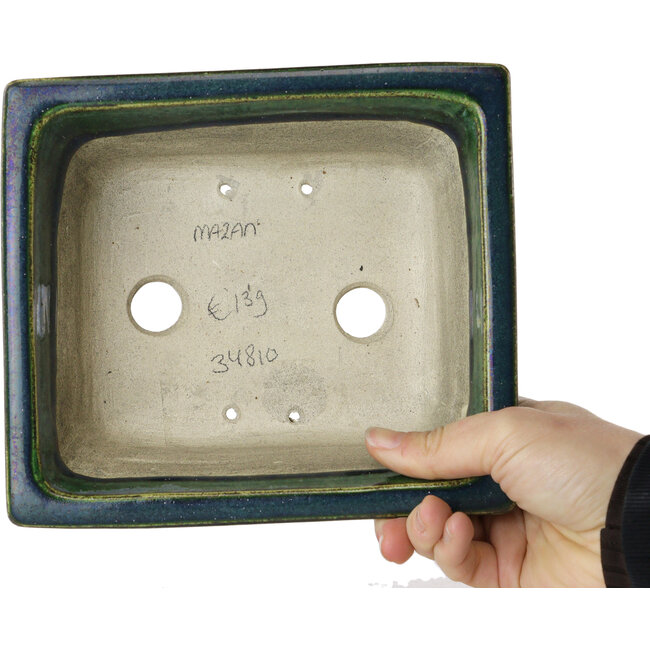 Rectangular green bonsai pot by Mazan - 183 x 162 x 75 mm